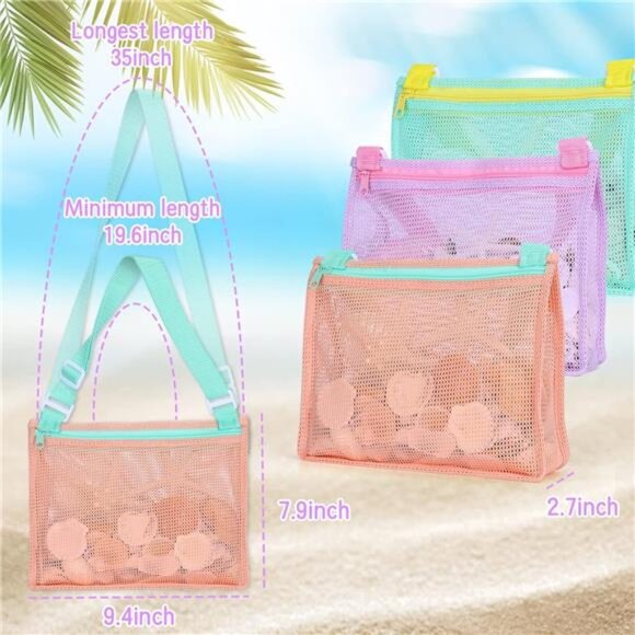 Beach Toy Mesh Beach Bag Kids Shell Collecting Bag Beach Toy Shells Beach Toys - Picture 4 of 7